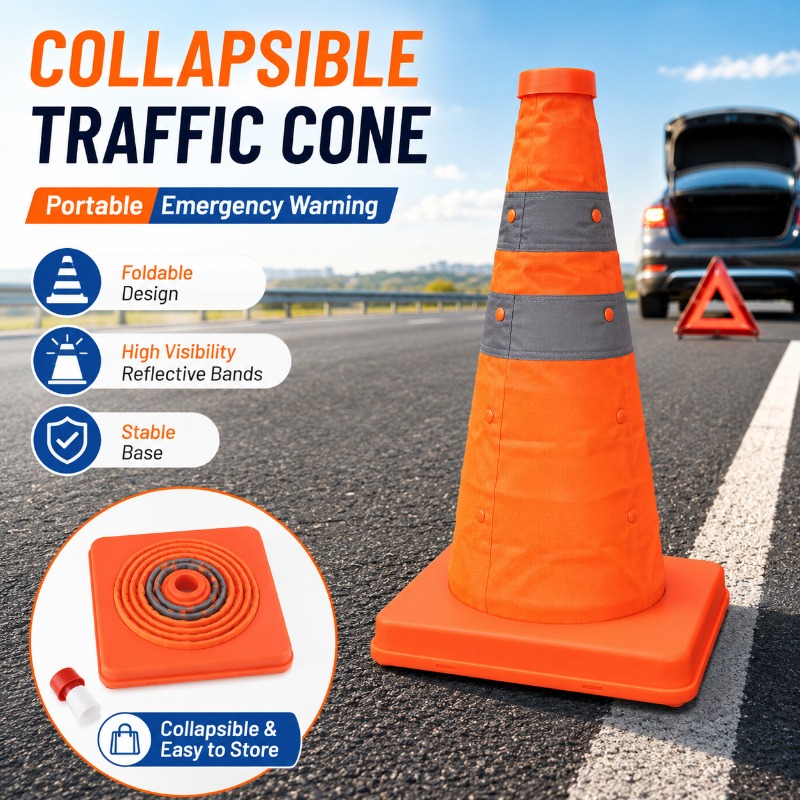Road Traffic Cone - Portable Collapsible Traffic Cone 30-70cm Reflective