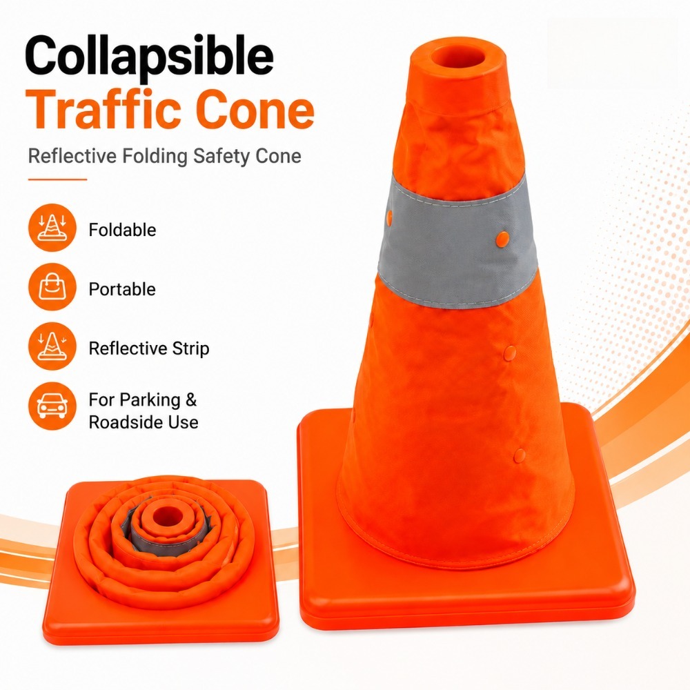Road Traffic Cone - Collapsible Reflective Traffic Cone Emergency Road